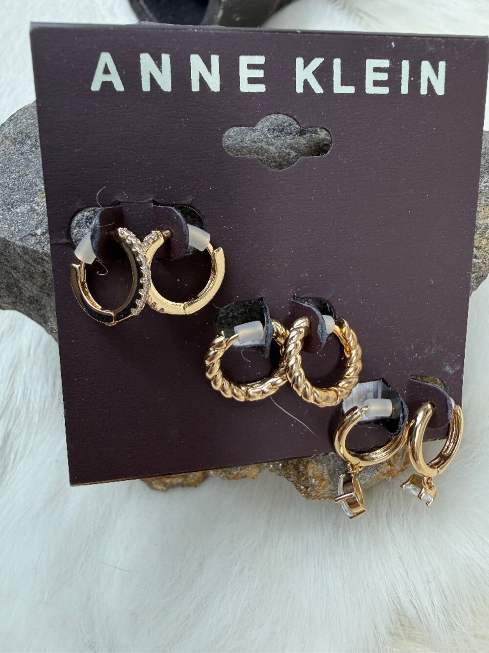 NWT Anne Klein 3 Pairs of Gold Tone Hoop Earrings